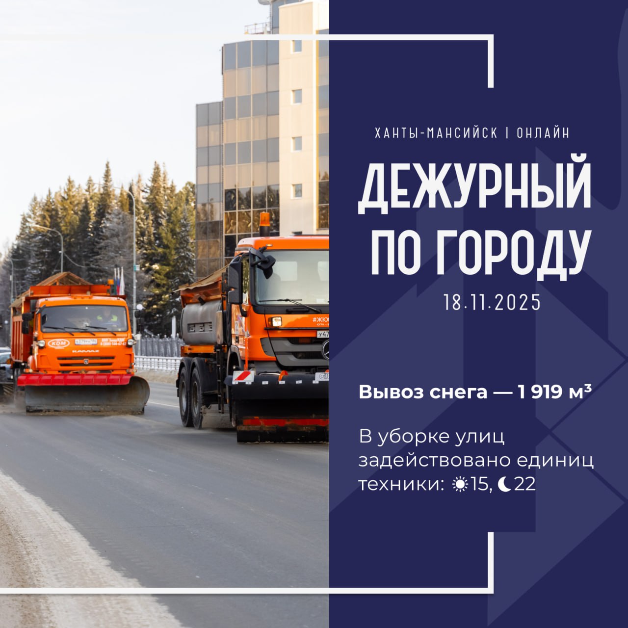 Единая диспетчерская служба города сообщает, что произошло в Ханты-Мансийске 18 ноября: