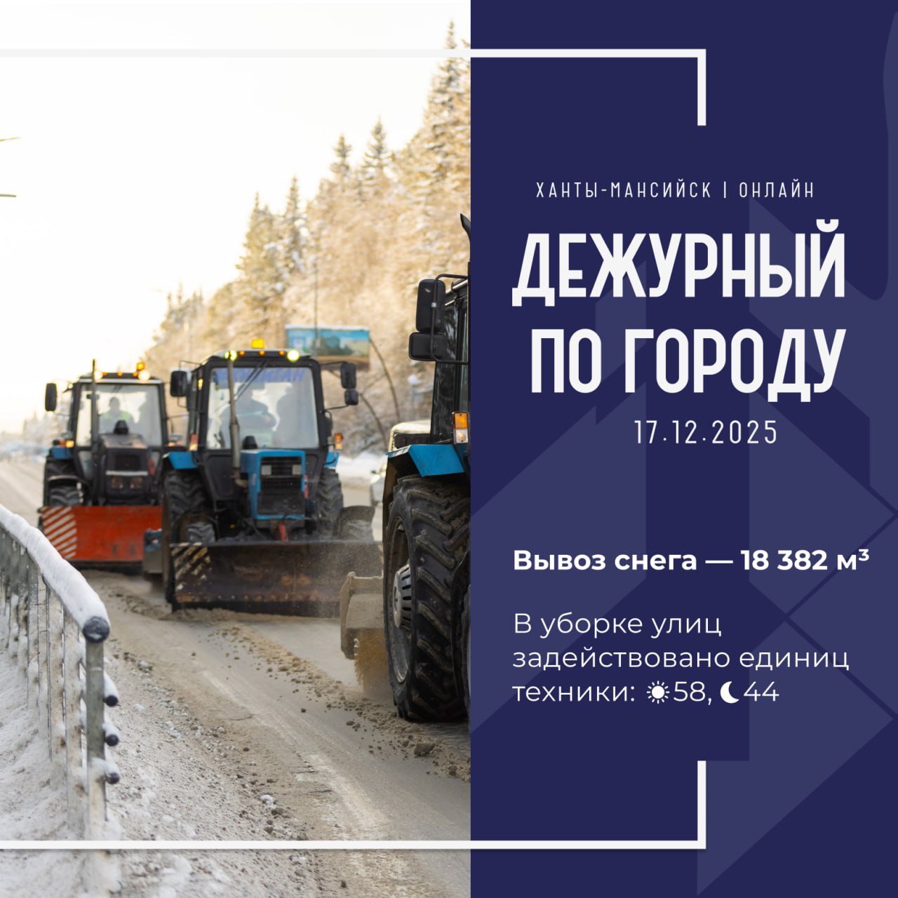 Единая диспетчерская служба города сообщает, что произошло в Ханты-Мансийске 17 декабря: