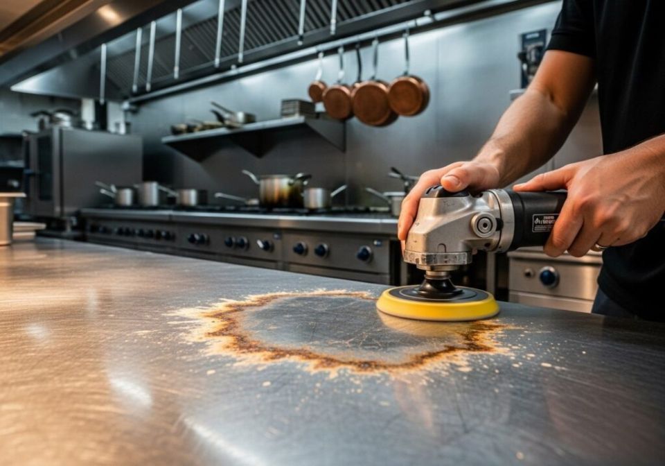 Как вернуть блеск металлической столешнице после кислотных пятен